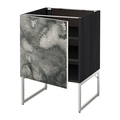 МЕТОД Напольный шкаф с полками - под дерево черный, Кальвиа с печатным рисунком, 60x60x60 см МЕТОД Напольный шкаф с полками - под дерево черный, Кальвиа с печатным рисунком, 60x60x60 см