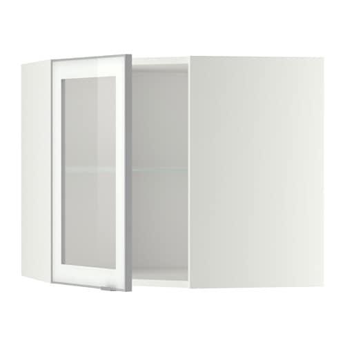 МЕТОД Углов навесн шк с полками/сткл дв - белый, Ютис матовое стекло/алюминий, 68x60 см МЕТОД Углов навесн шк с полками/сткл дв - белый, Ютис матовое стекло/алюминий, 68x60 см