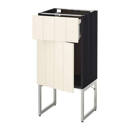 МЕТОД / ФОРВАРА Напольный шкаф с ящиком/дверью - 40x37x60 см, Хитарп белый с оттенком, под дерево черный МЕТОД / ФОРВАРА Напольный шкаф с ящиком/дверью - 40x37x60 см, Хитарп белый с оттенком, под дерево черный