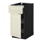 МЕТОД / ФОРВАРА Напольн шкаф с пров корз/ящ/дверью - 40x60 см, Будбин белый с оттенком, под дерево черный