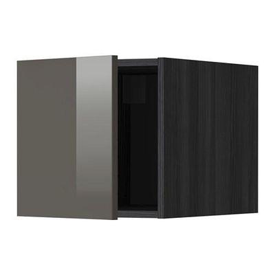 МЕТОД Верхний шкаф - Рингульт глянцевый серый, под дерево черный МЕТОД Верхний шкаф - Рингульт глянцевый серый, под дерево черный