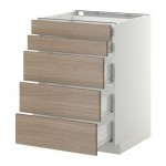 МЕТОД / ФОРВАРА Нплн шк 5фрнт/2нзк/3срд ящ - белый, Брокхульт под грецкий орех светло-серый, 60x60 см