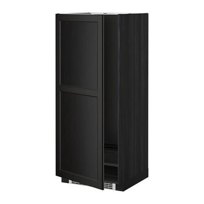 МЕТОД Высок шкаф д холодильн/мороз - 60x60x140 см, Лаксарби черно-коричневый, под дерево черный