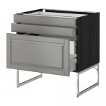 МЕТОД / МАКСИМЕРА Напольн шкаф 3фронт пнл/2низ/2ср ящ - под дерево черный, Будбин серый, 80x60x60 см МЕТОД / МАКСИМЕРА Напольн шкаф 3фронт пнл/2низ/2ср ящ - под дерево черный, Будбин серый, 80x60x60 см