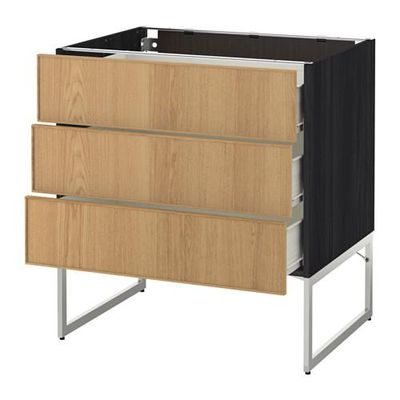 МЕТОД / ФОРВАРА Нплн шк 3 фрнт/3 средн ящика - 80x60x60 см, Экестад дуб, под дерево черный МЕТОД / ФОРВАРА Нплн шк 3 фрнт/3 средн ящика - 80x60x60 см, Экестад дуб, под дерево черный