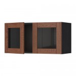 МЕТОД Навесной шкаф с 2 стеклянн дверями - под дерево черный, Филипстад коричневый