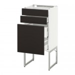 МЕТОД / МАКСИМЕРА Напольн шкаф 3фронт пнл/2низ/2ср ящ - белый, Кунгсбакка антрацит, 40x37x60 см МЕТОД / МАКСИМЕРА Напольн шкаф 3фронт пнл/2низ/2ср ящ - белый, Кунгсбакка антрацит, 40x37x60 см