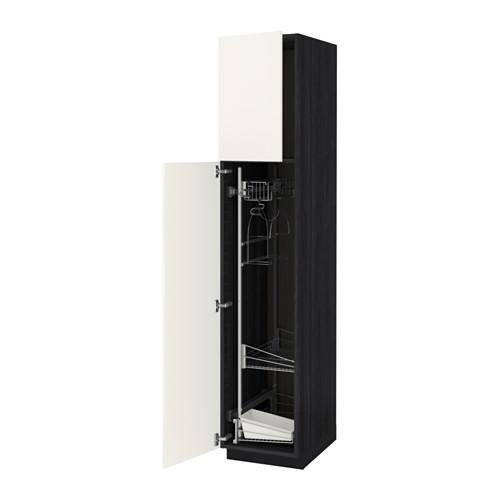 МЕТОД Выс шк с отд д/акс д/убрк - под дерево черный, Веддинге белый, 40x60x200 см