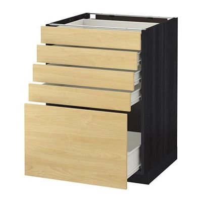 МЕТОД / ФОРВАРА Напольный шкаф с 5 ящиками - 60x60 см, Тингсрид под березу, под дерево черный МЕТОД / ФОРВАРА Напольный шкаф с 5 ящиками - 60x60 см, Тингсрид под березу, под дерево черный