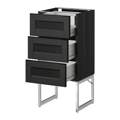 МЕТОД / ФОРВАРА Напольн шкаф 3фронт пнл/2низ/2ср ящ - 40x37x60 см, Лаксарби черно-коричневый, под дерево черный МЕТОД / ФОРВАРА Напольн шкаф 3фронт пнл/2низ/2ср ящ - 40x37x60 см, Лаксарби черно-коричневый, под дерево черный