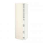 МЕТОД / МАКСИМЕРА Высокий шкаф с ящиками - белый, Хитарп белый с оттенком, 60x60x200 см