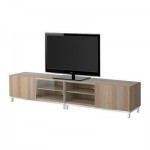 БЕСТО Тумба п-ТВ со стеклянными дверцами - под беленый дуб БЕСТО Тумба п-ТВ со стеклянными дверцами - под беленый дуб