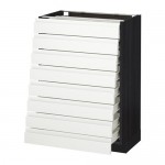 МЕТОД / ФОРВАРА Наполн шкаф 8 фронт/8 низк ящиков - под дерево черный, Воксторп белый, 60x37 см