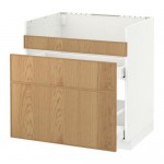 МЕТОД / МАКСИМЕРА Нап шкаф п/мойку ДУМШЁ/3фасада/2ящ - белый, Экестад дуб, 80x60 см МЕТОД / МАКСИМЕРА Нап шкаф п/мойку ДУМШЁ/3фасада/2ящ - белый, Экестад дуб, 80x60 см