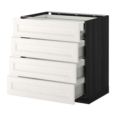 МЕТОД / ФОРВАРА Нплн шк 4фрнт/2нзк/3срд ящ - 80x60 см, Лаксарби белый, под дерево черный