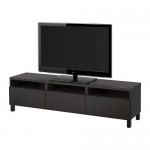 БЕСТО Тумба д/ТВ с ящиками - Лаппвикен черно-коричневый, направляющие ящика, плавно закр
