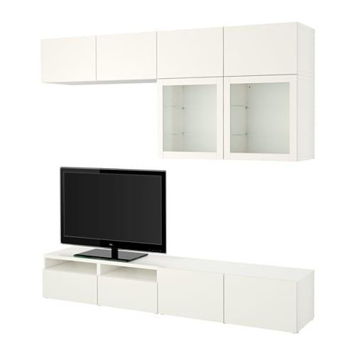 БЕСТО Шкаф для ТВ, комбин/стеклян дверцы - Лаппвикен/Синдвик белый прозрачное стекло, направляющие ящика, плавно закр БЕСТО Шкаф для ТВ, комбин/стеклян дверцы - Лаппвикен/Синдвик белый прозрачное стекло, направляющие ящика, плавно закр