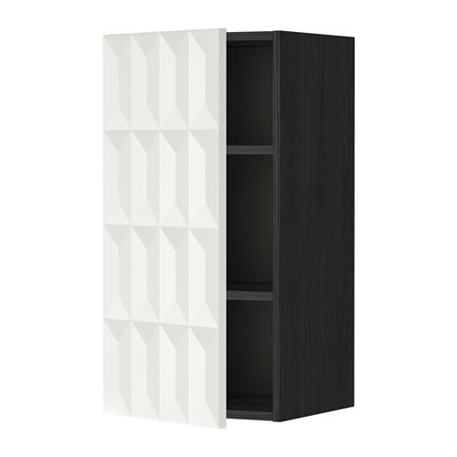 METOD шкаф навесной с полкой черный/Гэррестад белый 40x80 см