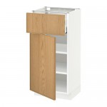 МЕТОД / МАКСИМЕРА Напольный шкаф с ящиком/дверью - белый, Экестад дуб, 40x37 см МЕТОД / МАКСИМЕРА Напольный шкаф с ящиком/дверью - белый, Экестад дуб, 40x37 см