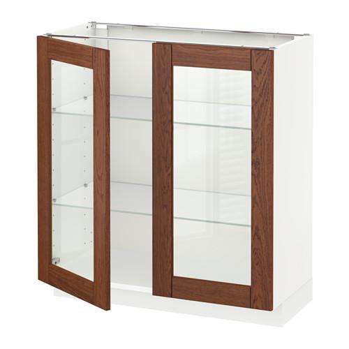 МЕТОД Напольный шкаф с 2 стекл дверцами - белый, 80x37x80 см