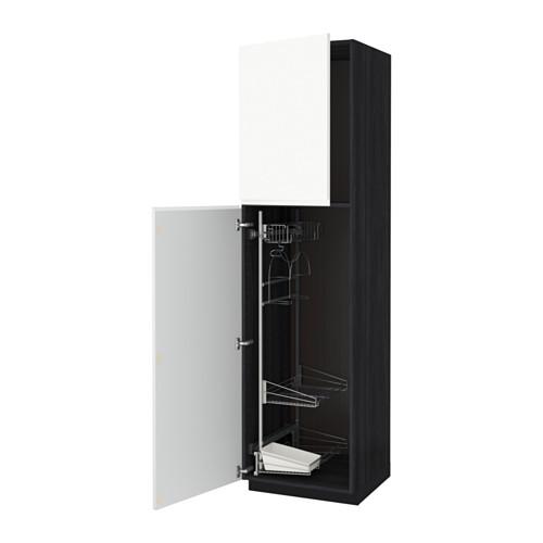 МЕТОД Выс шк с отд д/акс д/убрк - под дерево черный, Воксторп белый, 60x60x220 см МЕТОД Выс шк с отд д/акс д/убрк - под дерево черный, Воксторп белый, 60x60x220 см