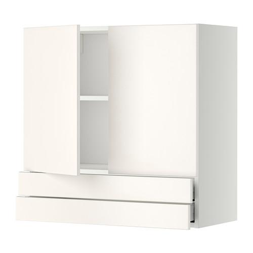 МЕТОД / МАКСИМЕРА Навесной шкаф/2дверцы/2ящика - белый, Веддинге белый, 80x80 см