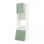 МЕТОД / ФОРВАРА Высок шкаф д/духовки/СВЧ/дверца/3ящ - белый, Калларп глянцевый светло-зеленый