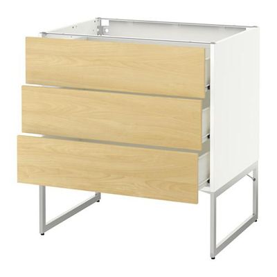 МЕТОД / ФОРВАРА Нплн шк 3 фрнт/3 средн ящика - 80x60x60 см, Тингсрид под березу, белый МЕТОД / ФОРВАРА Нплн шк 3 фрнт/3 средн ящика - 80x60x60 см, Тингсрид под березу, белый