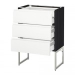 МЕТОД / МАКСИМЕРА Напольн шкаф 3фронт пнл/2низ/2ср ящ - под дерево черный, Воксторп белый, 60x37x60 см МЕТОД / МАКСИМЕРА Напольн шкаф 3фронт пнл/2низ/2ср ящ - под дерево черный, Воксторп белый, 60x37x60 см