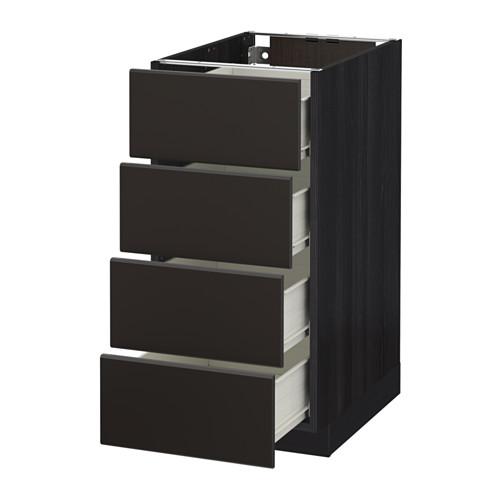 МЕТОД / ФОРВАРА Напольн шкаф 4 фронт панели/4 ящика - под дерево черный, Кунгсбакка антрацит, 40x60 см МЕТОД / ФОРВАРА Напольн шкаф 4 фронт панели/4 ящика - под дерево черный, Кунгсбакка антрацит, 40x60 см
