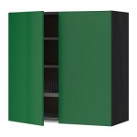 МЕТОД Навесной шкаф с посуд суш/2 дврц - 80x80 см, Флэди зеленый, под дерево черный