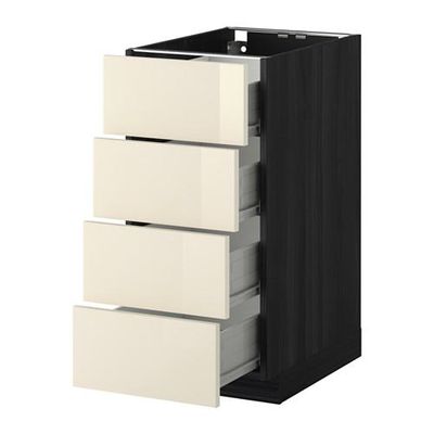 МЕТОД / ФОРВАРА Напольн шкаф 4 фронт панели/4 ящика - 40x60 см, Рингульт глянцевый кремовый, под дерево черный МЕТОД / ФОРВАРА Напольн шкаф 4 фронт панели/4 ящика - 40x60 см, Рингульт глянцевый кремовый, под дерево черный