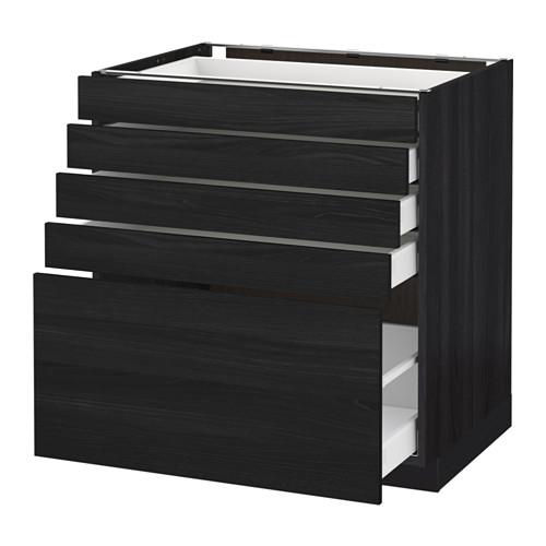 МЕТОД / МАКСИМЕРА Напольный шкаф с 5 ящиками - под дерево черный, Тингсрид под дерево черный, 80x60 см