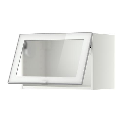 МЕТОД Гориз навесн шкаф со стекл дверью - белый, Ютис матовое стекло/алюминий, 60x40 см
