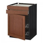 МЕТОД / ФОРВАРА Напольн шкаф/дверца/2ящ/првл крзн - 60x60 см, Филипстад коричневый, под дерево черный