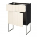 МЕТОД / МАКСИМЕРА Напольный шкаф с ящиком/дверью - под дерево черный, Хитарп белый с оттенком, 60x37x60 см