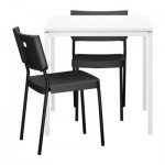 МЕЛЬТОРП/ГЕРМАН Стол и 2 стула - белый/черный