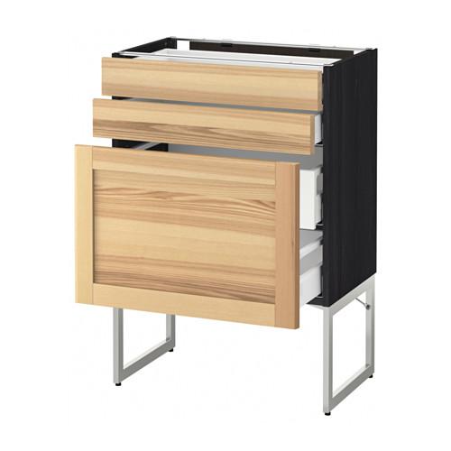 МЕТОД / МАКСИМЕРА Напольн шкаф 3фронт пнл/2низ/2ср ящ - под дерево черный, Торхэмн естественный ясень, 60x37x60 см МЕТОД / МАКСИМЕРА Напольн шкаф 3фронт пнл/2низ/2ср ящ - под дерево черный, Торхэмн естественный ясень, 60x37x60 см