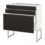 МЕТОД / МАКСИМЕРА Напольн шкаф 3фронт пнл/2низ/2ср ящ - белый, Кунгсбакка антрацит, 80x37x60 см МЕТОД / МАКСИМЕРА Напольн шкаф 3фронт пнл/2низ/2ср ящ - белый, Кунгсбакка антрацит, 80x37x60 см