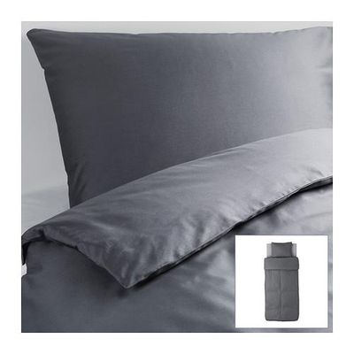 БЛОСИППА Пододеяльник и 1 наволочка - темно-серый, 150x200/50x70 см