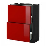 МЕТОД / ФОРВАРА Напольный шкаф с 2 ящиками - 60x37 см, Рингульт глянцевый красный, под дерево черный МЕТОД / ФОРВАРА Напольный шкаф с 2 ящиками - 60x37 см, Рингульт глянцевый красный, под дерево черный