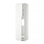 МЕТОД Высокий шкаф д/холодильника/2дверцы - белый, Рингульт глянцевый белый, 60x60x220 см
