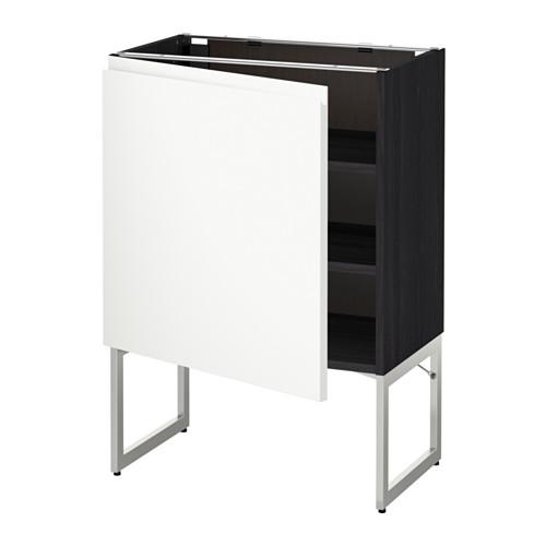 МЕТОД Напольный шкаф с полками - под дерево черный, Воксторп белый, 60x37x60 см