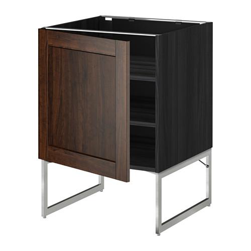 МЕТОД Напольный шкаф с полками - под дерево черный, Эдсерум под дерево коричневый, 60x60x60 см