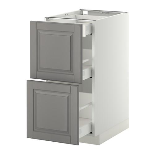 МЕТОД / МАКСИМЕРА Напольный шкаф/2фасада/3ящика - белый, Будбин серый, 40x60 см