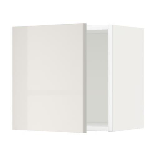 МЕТОД Шкаф навесной - белый, Рингульт глянцевый светло-серый, 40x40 см