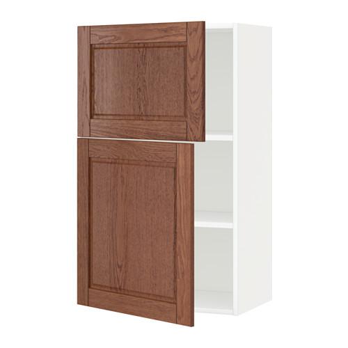 МЕТОД Навесной шкаф с полками/2дверцы - белый, Филипстад коричневый