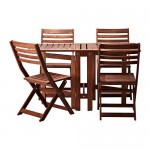 ÄPPLARÖ стол+4 складных стула, д/сада коричневая морилка