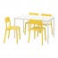 MELLTORP/JANINGE стол и 4 стула белый/желтый