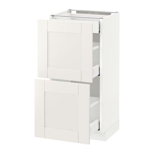 МЕТОД / МАКСИМЕРА Напольный шкаф/2фасада/3ящика - белый, Сэведаль белый, 40x37 см